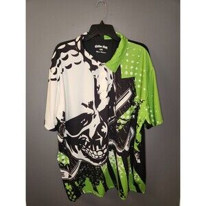 Tattoo Golf Polo Men's 3XL Green Black Short‎ Sleeve Skull Blade Collection